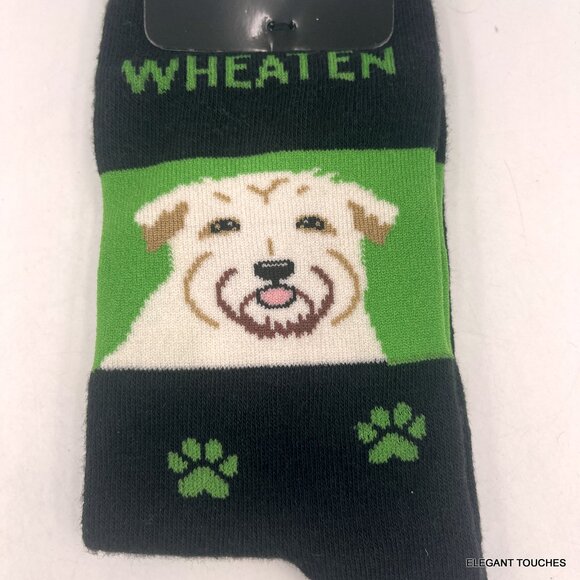 Sabyloo Wheaten Crew Socks Unisex Navy Blue Size 10-13 Dog Paw Prints Gift - Picture 3 of 5